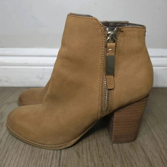 ALDO Mathia Brown Cognac Genuine Suede Block Heel Booties, Pre-loved, Zipper, 7 - Picture 2 of 16